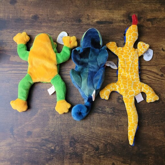 Ty Beanie Babies Rainbow Smoochy Frog Scaley The Lizard PVC Pellets Vintage NWT - Picture 3 of 10